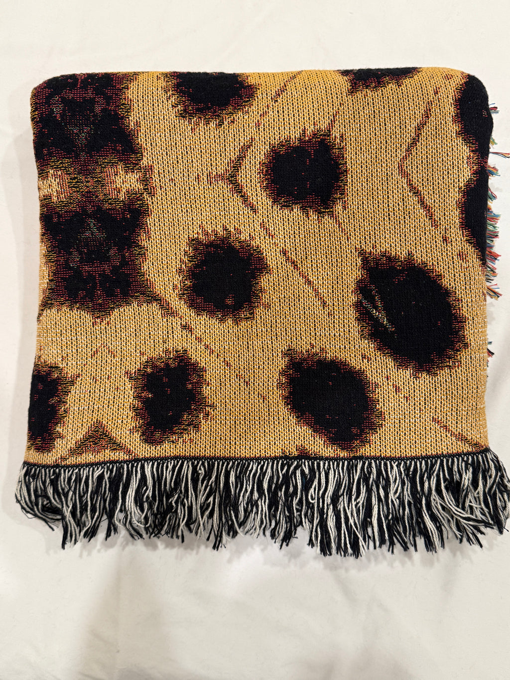 Fritillaries | Golden Yellow Animal Print Cotton Woven Throw