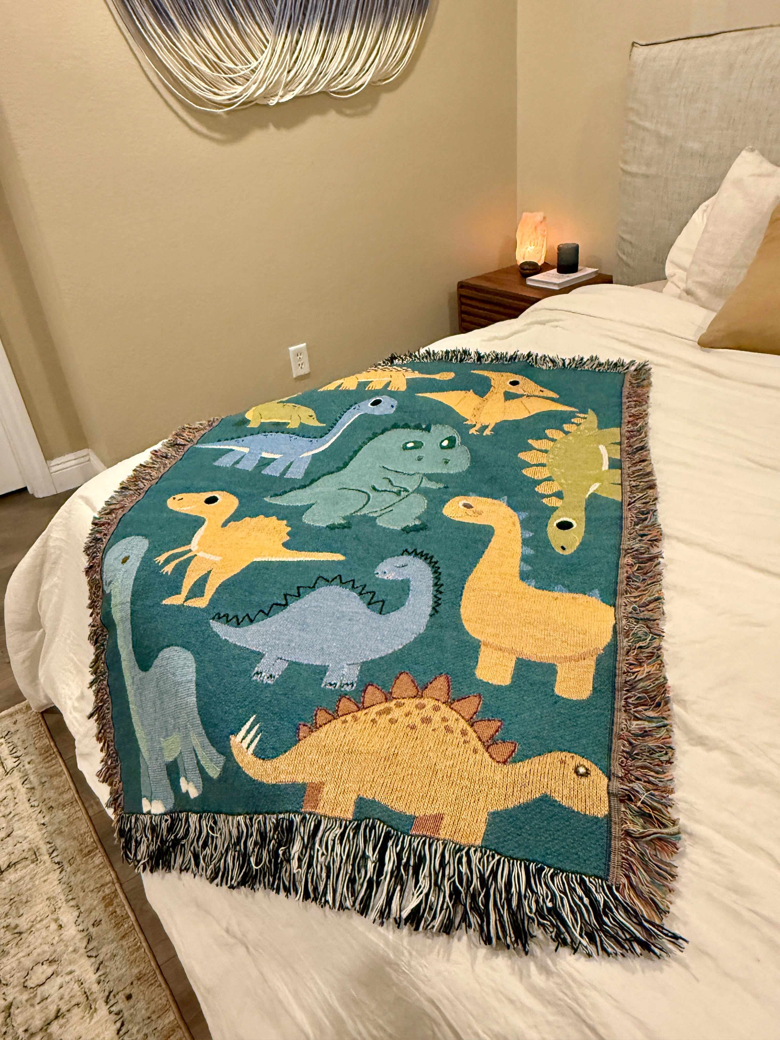 Dino Friends | Children's Dinosaur Cotton Woven Blanket