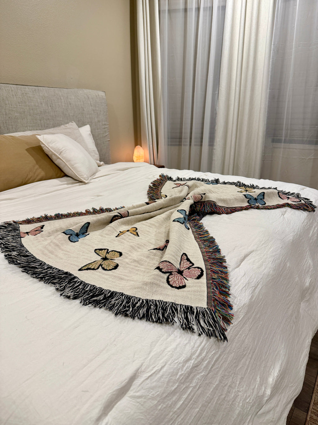 Flutter By | Children's Butterfly Cotton Woven Blanket | Cream