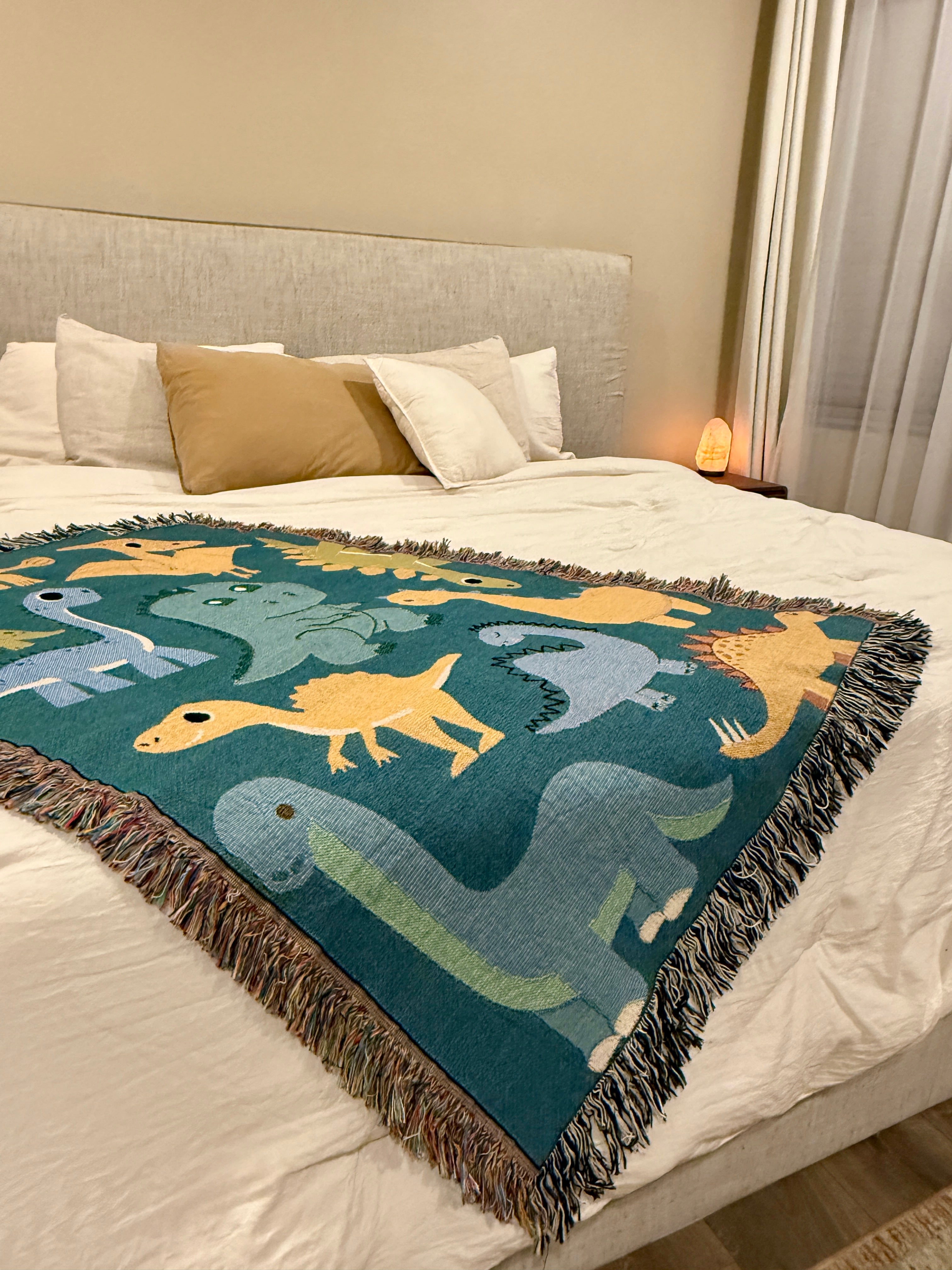 Dino Friends | Children's Dinosaur Cotton Woven Blanket