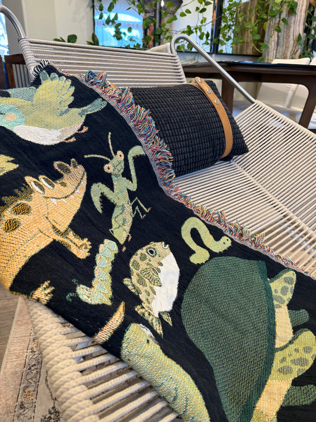 Green Friends | Children's Nature Cotton Woven Blanket | Reptiles
