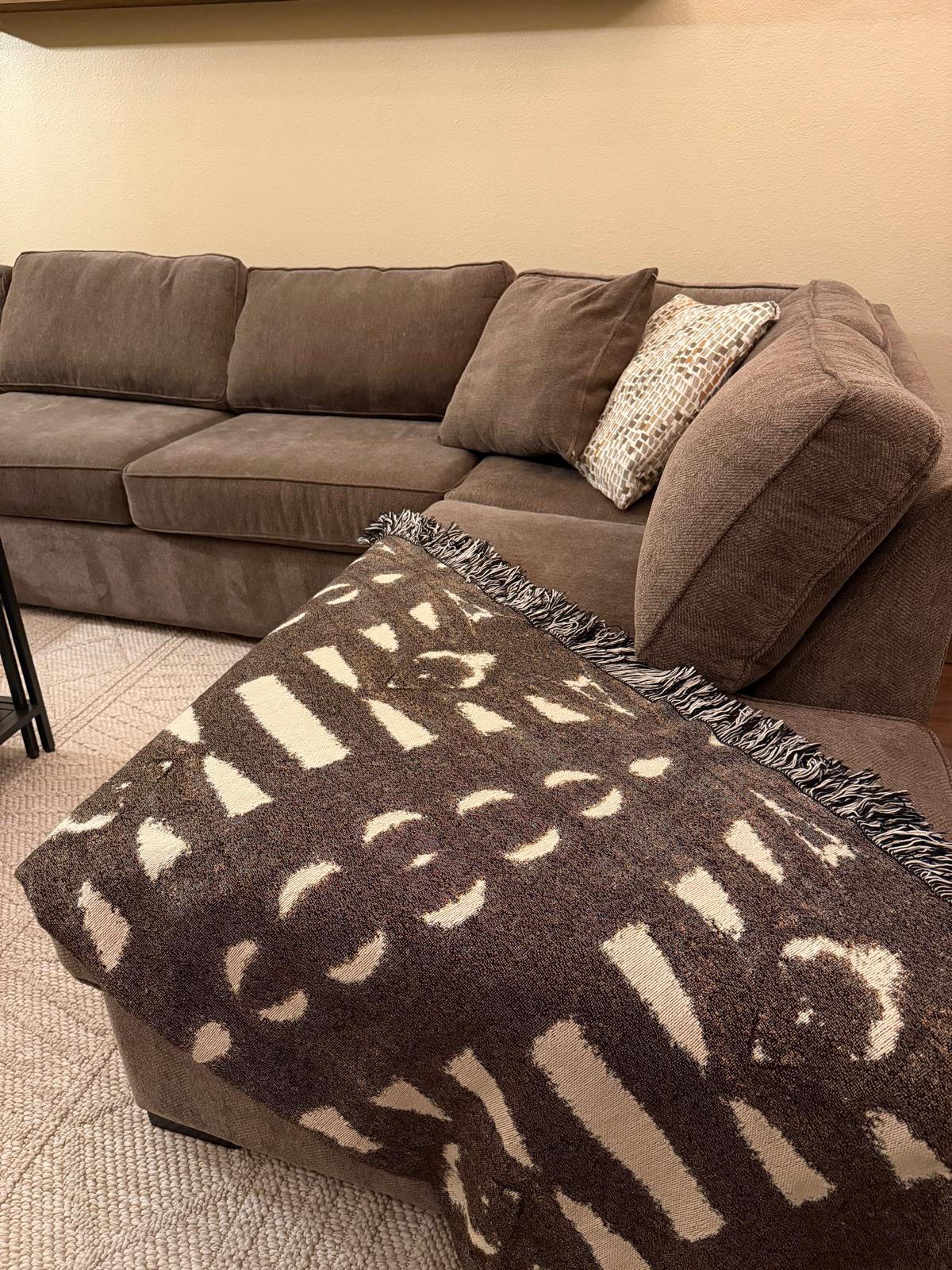 Rooted | Warm Brown Cotton Woven Queen Blanket | Handmade