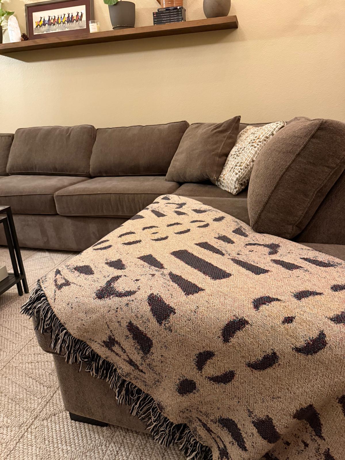 Rooted | Warm Brown Cotton Woven Queen Blanket | Handmade