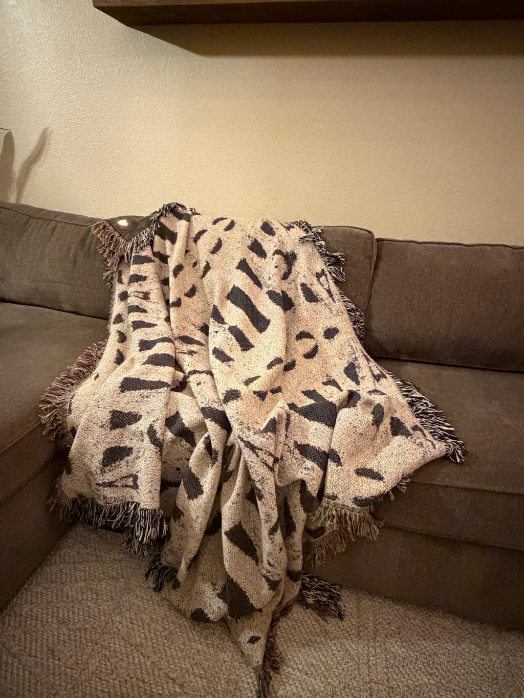 Rooted | Warm Brown Cotton Woven Queen Blanket | Handmade