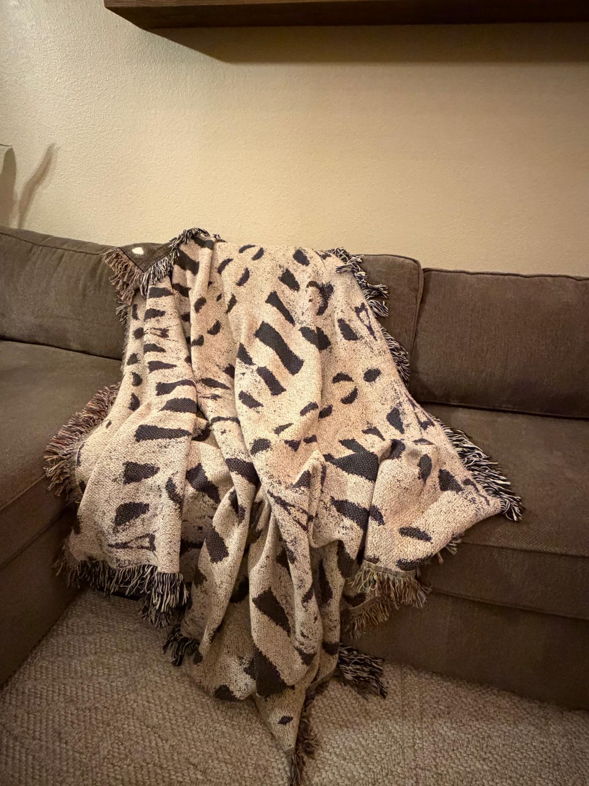 Rooted | Warm Brown Cotton Woven Queen Blanket | Handmade