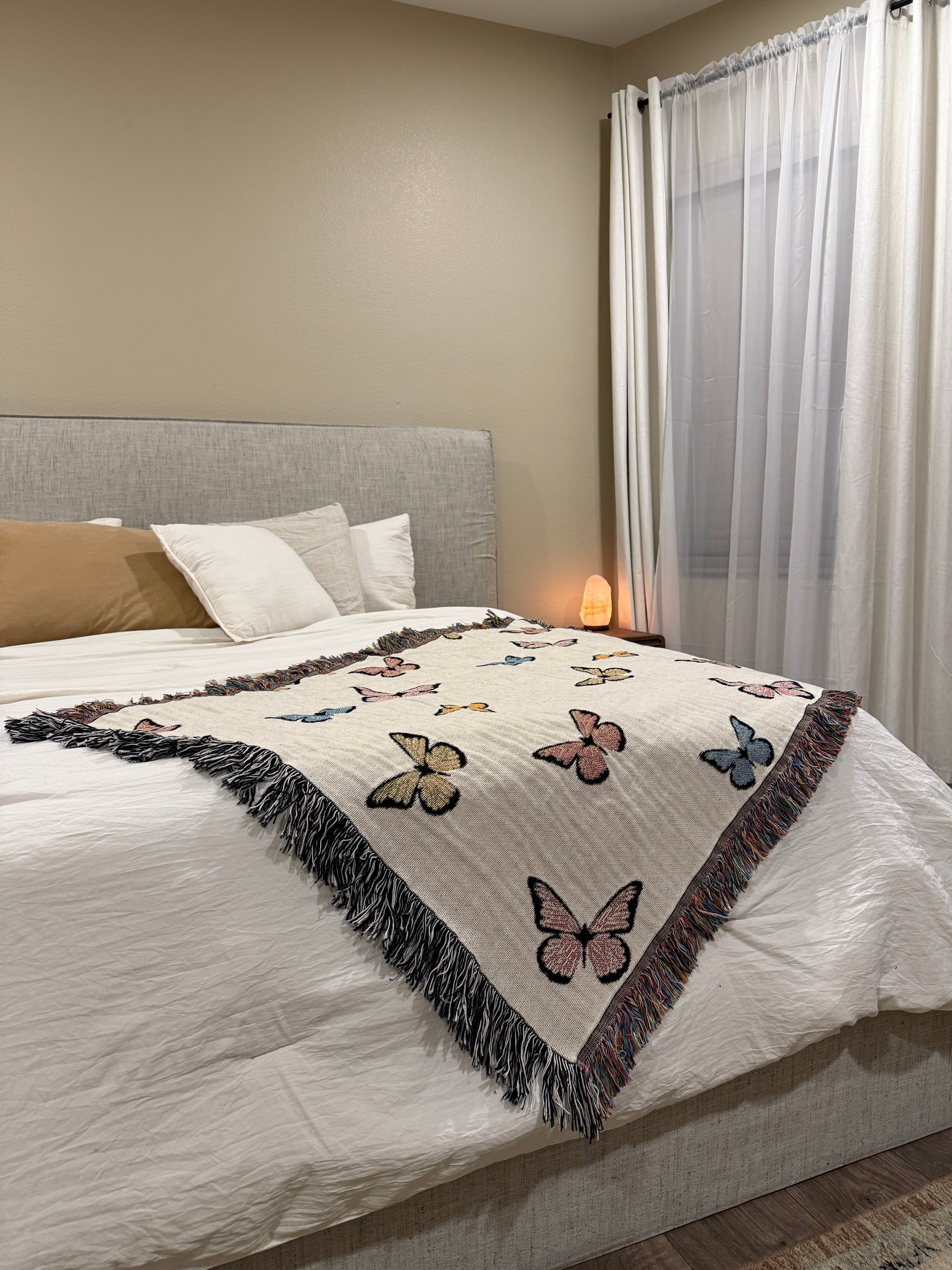 Flutter By | Children's Butterfly Cotton Woven Blanket | Cream