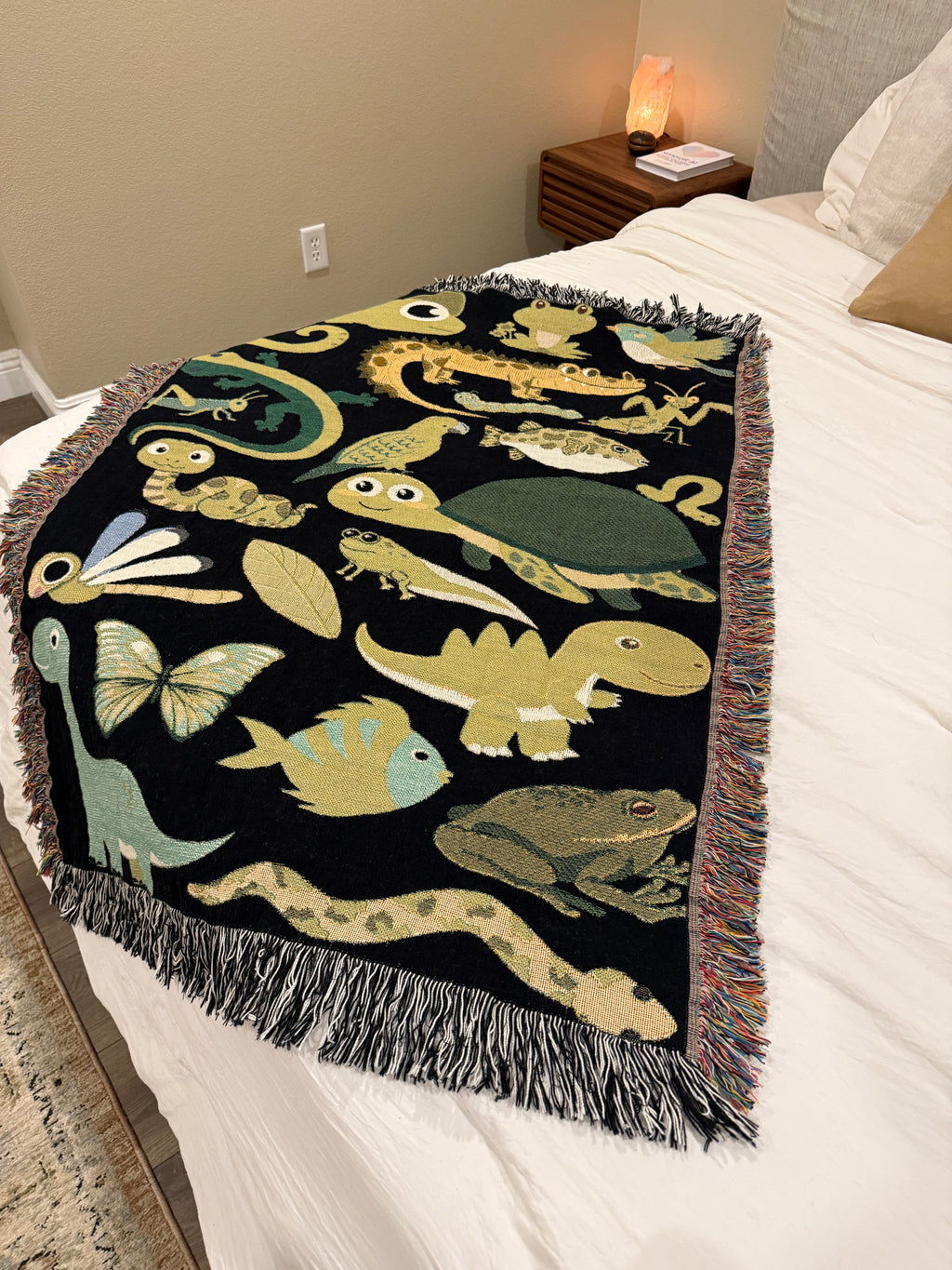 Green Friends | Children's Nature Cotton Woven Blanket | Reptiles