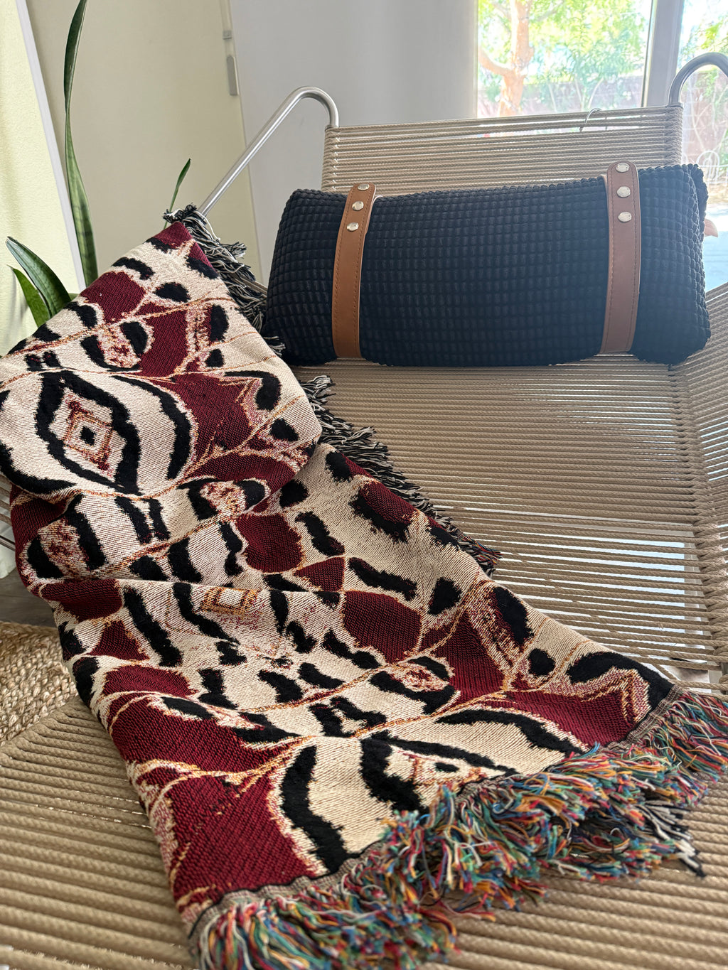 Lacewing Study in Red | Bold Red Cotton Woven Throw Blanket