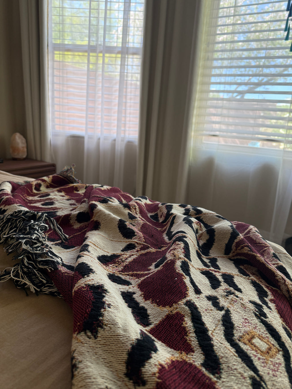 Lacewing Study in Red | Bold Red Cotton Woven Throw Blanket
