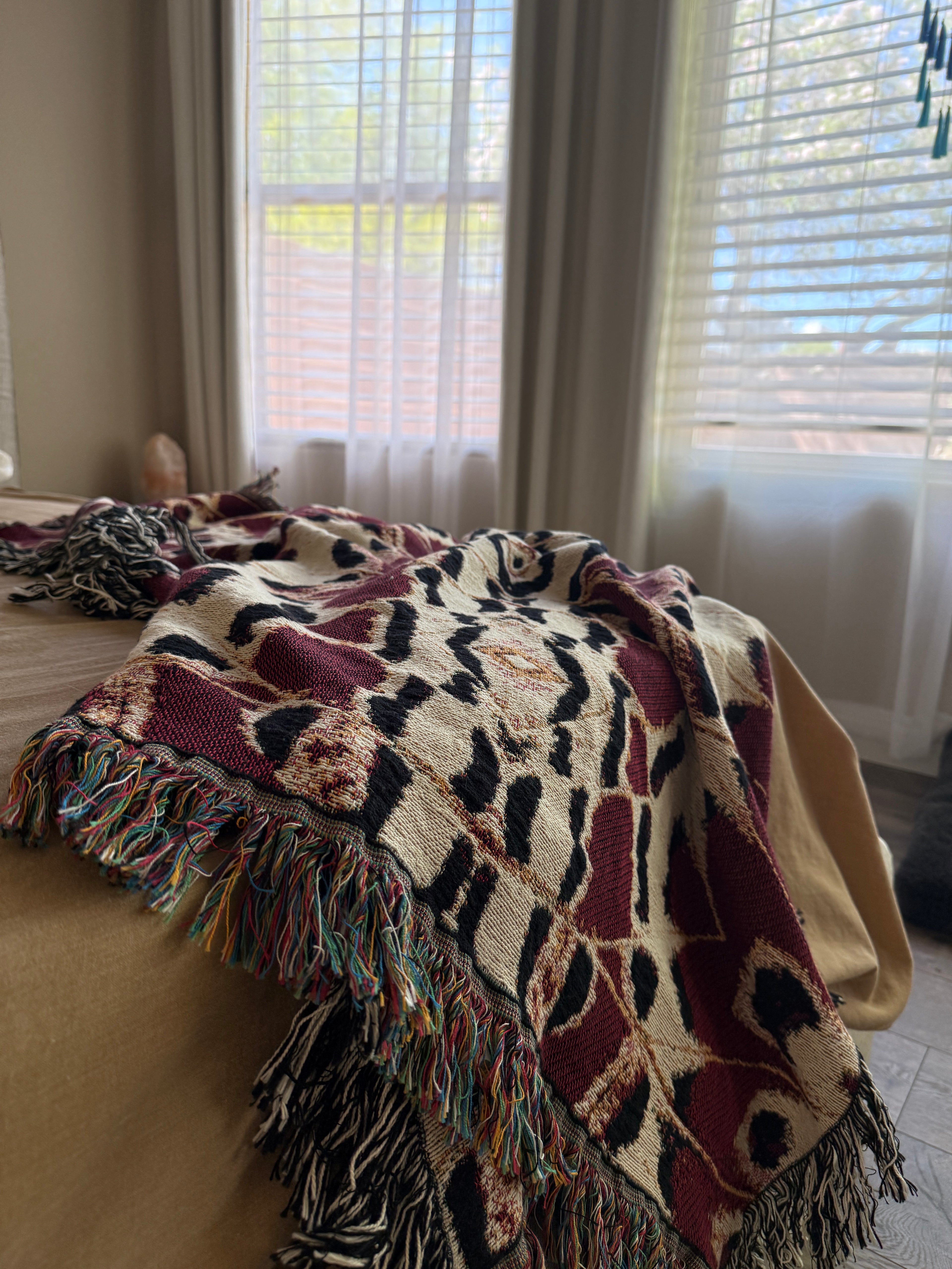 Lacewing Study in Red | Bold Red Cotton Woven Throw Blanket