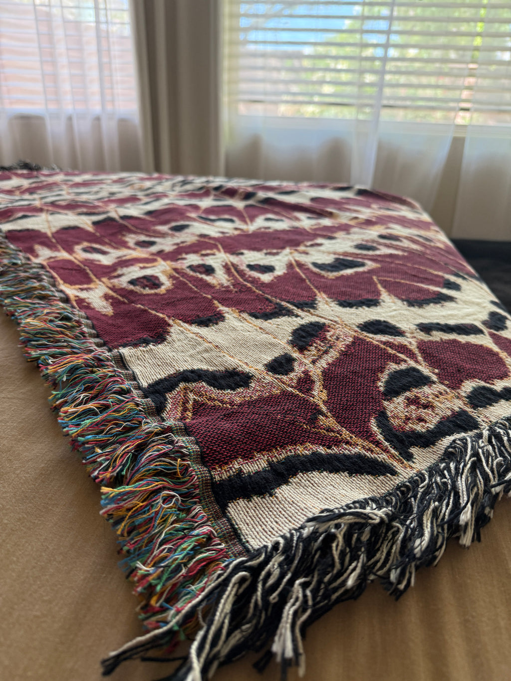 Lacewing Study in Red | Bold Red Cotton Woven Throw Blanket