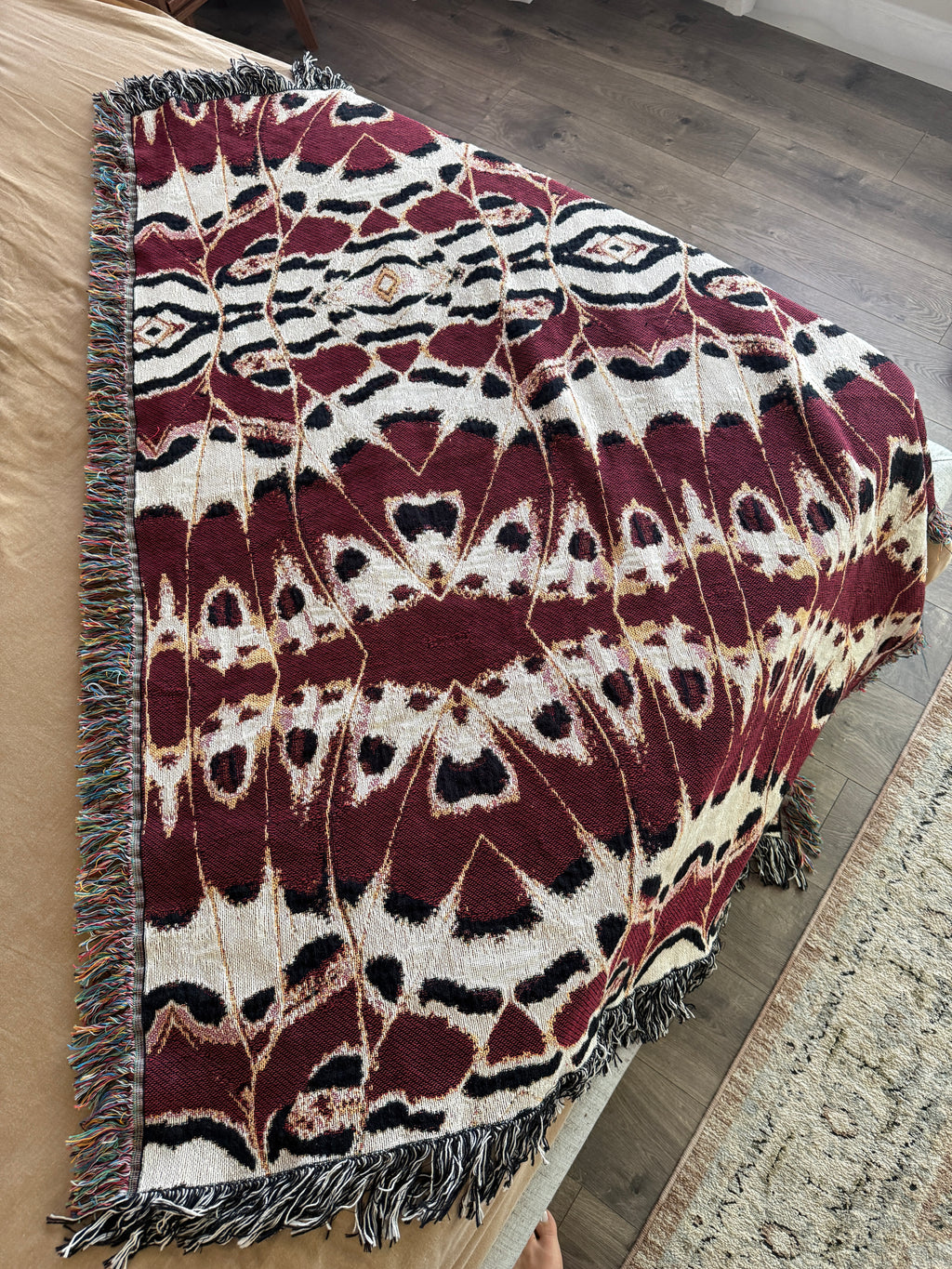 Lacewing Study in Red | Bold Red Cotton Woven Throw Blanket