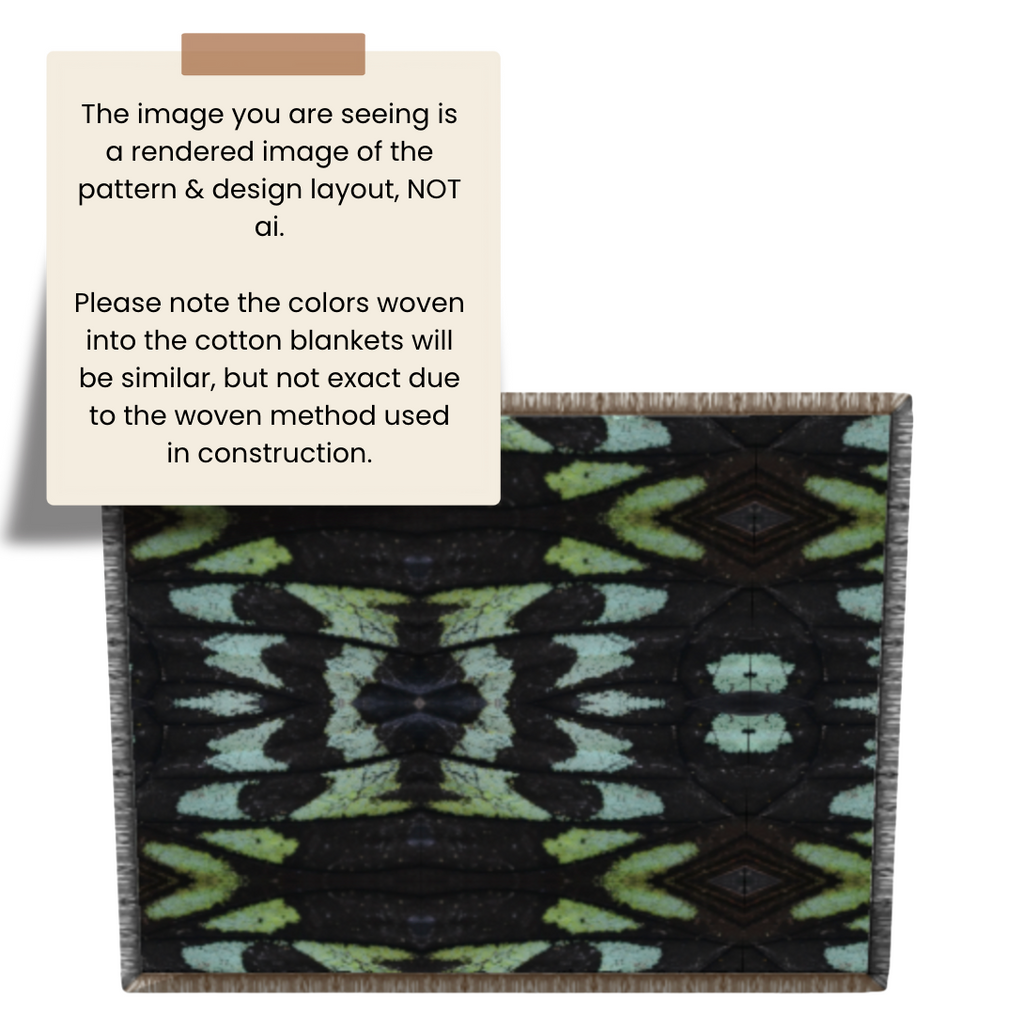 Nocturne | Moody Green and Blue Cotton Woven Queen Blanket