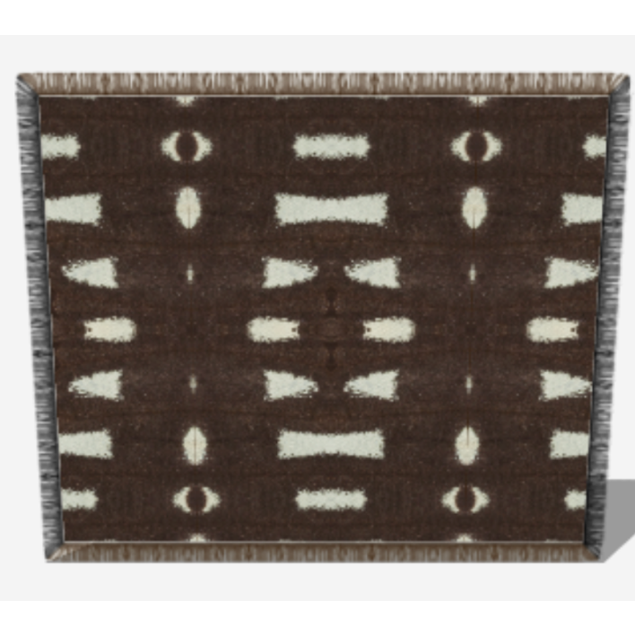 Textile with a pattern of white shapes on a brown background