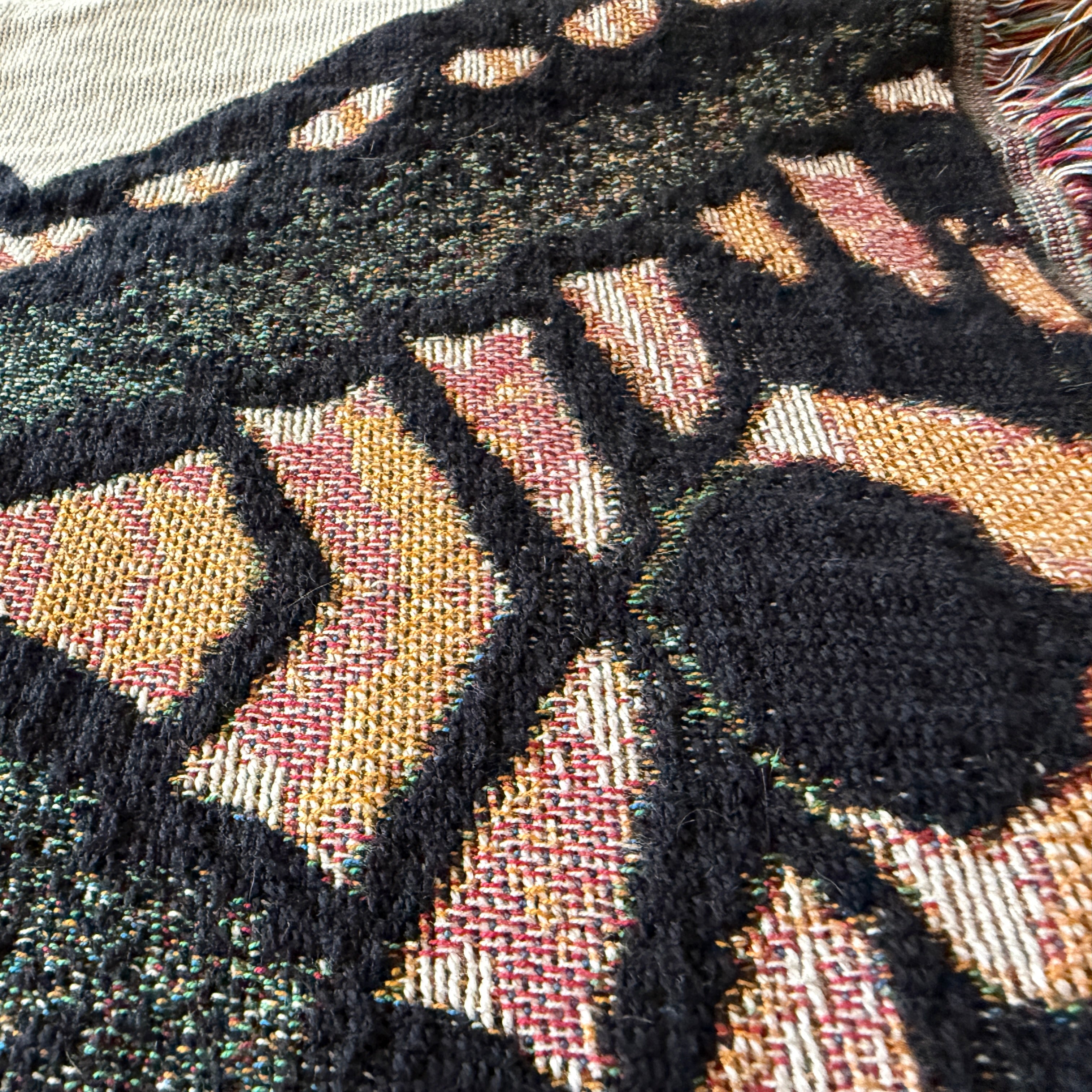 Close-up of a textured fabric with geometric pattern